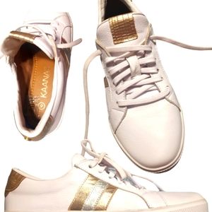 Kaanas leather white & gold sneakers